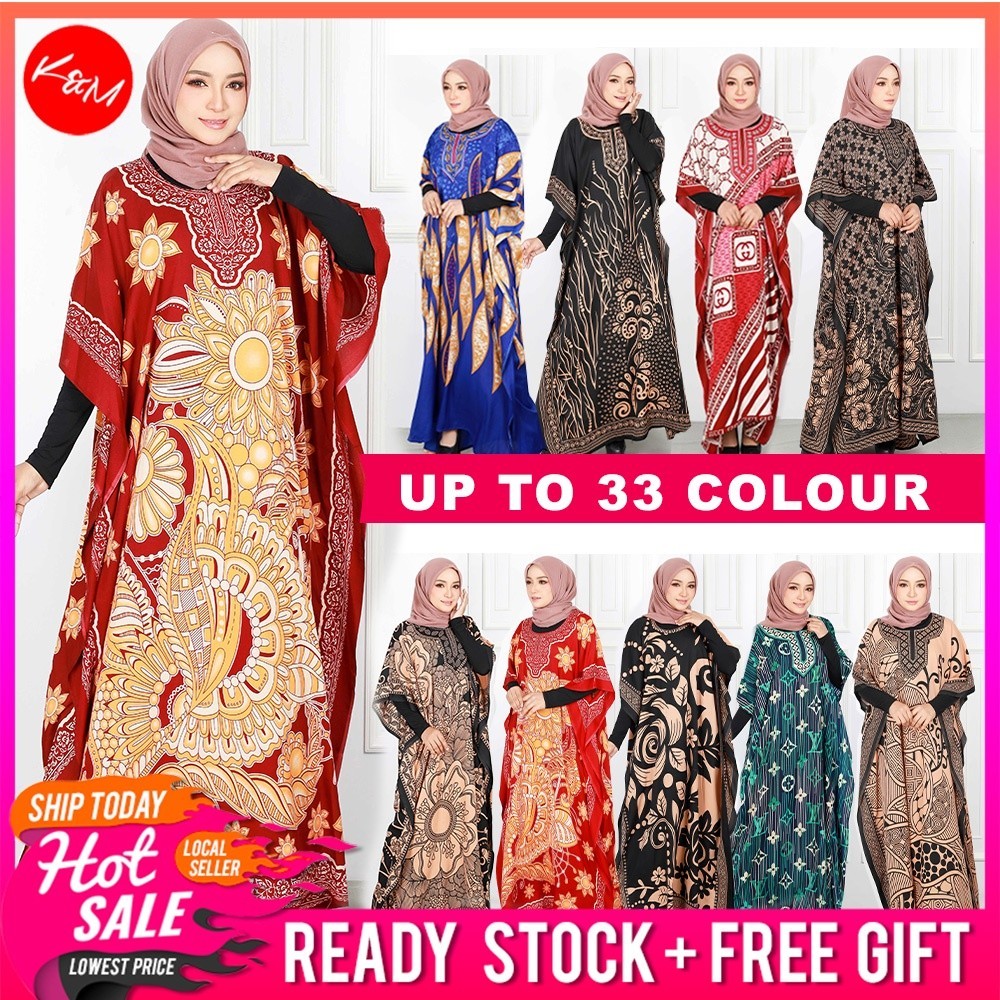 KM Khadeeja Baju Wanita Kaftan Batik Dubai Short Sleeves [D2753A]