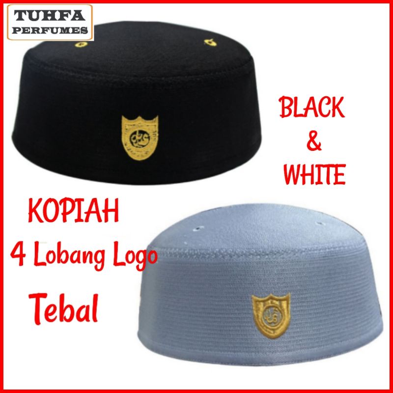 KOPIAH 4 LOBANG LOGO TEBAL THAILAND PUTIH DAN HITAM