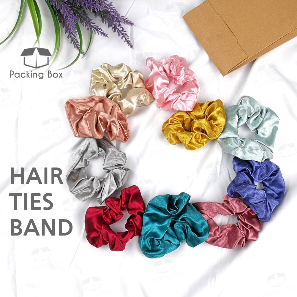 Korean Satin Scrunchies Flower Hair Tie Girls Ponytail Hairband Elastic Fashion Accessories Women