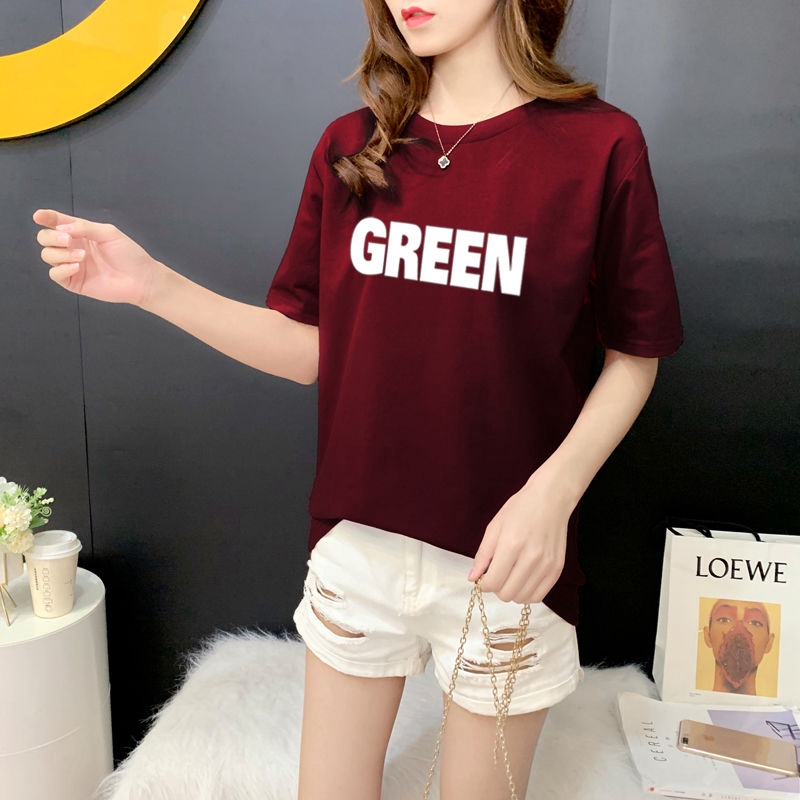 Kpop Merchandise Women shirt Milk Silk Short Sleeve Tee Elegant Letter Slogan Women's Tee Round Neck Breathable Summer Tee