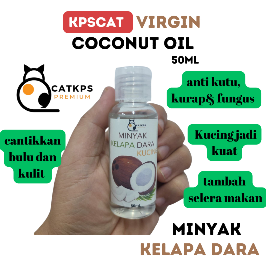 KPSCat Minyak Kelapa Dara Kucing Virgin Coconut Oil for Cat VCO for Cat Vitamin Kucing Kucing Gemuk 50mL