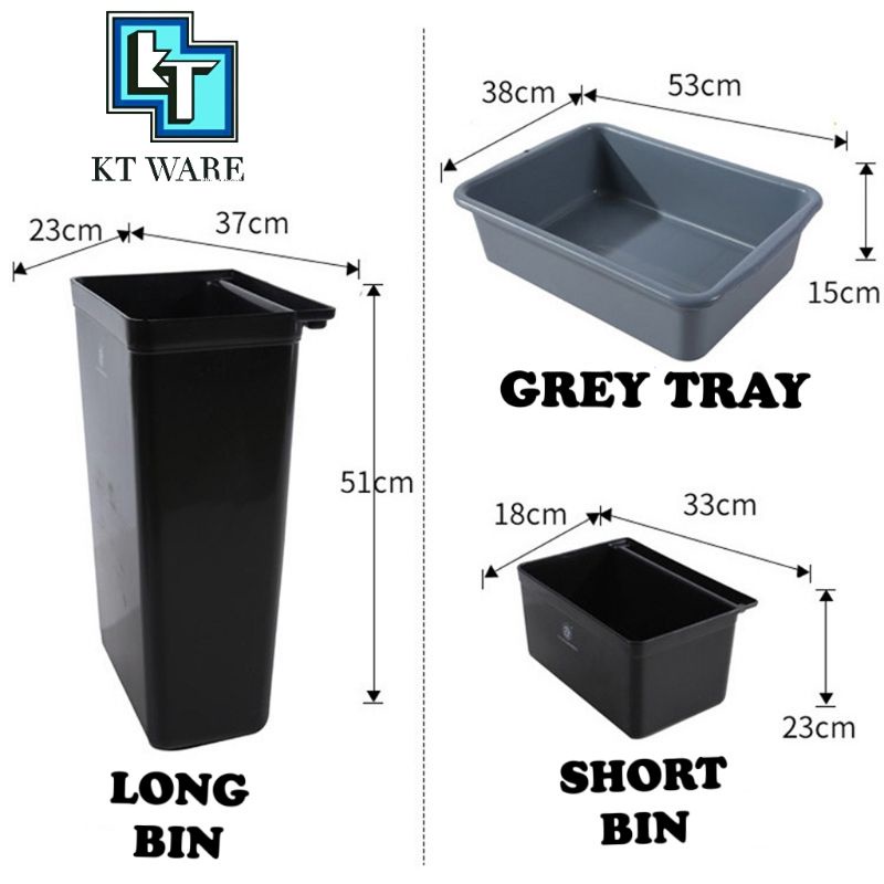 KT WARE Food Court Cart Accessories Side Bin Dustbin Collector Tray Basin Storage Case Tong Bekas Trolley Serbaguna