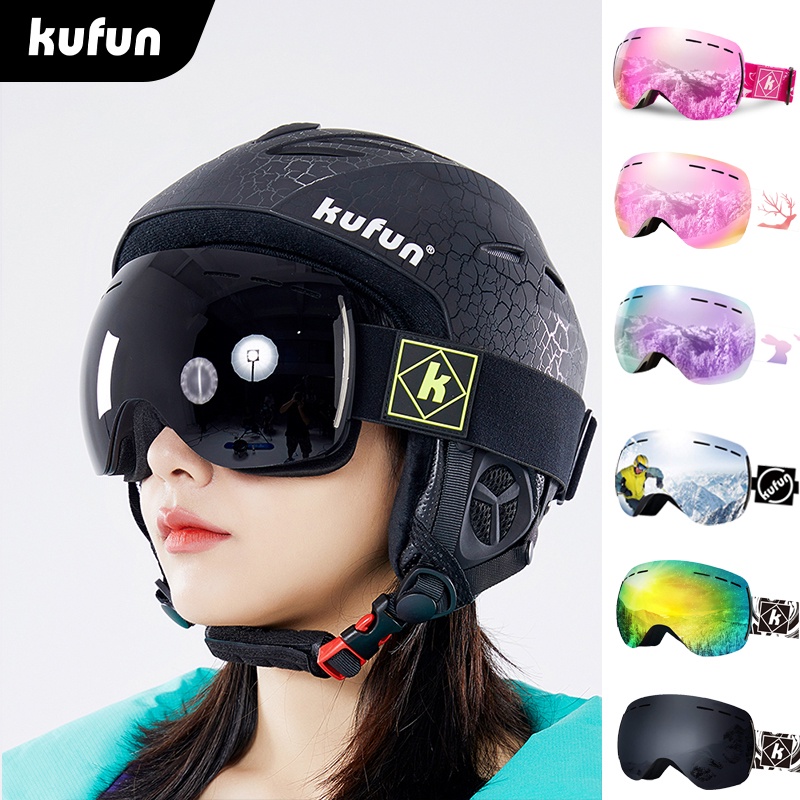 KUFUN Ski Goggles Anti-fog Spherical Snow Goggles Adult Children Snowboard Equipment