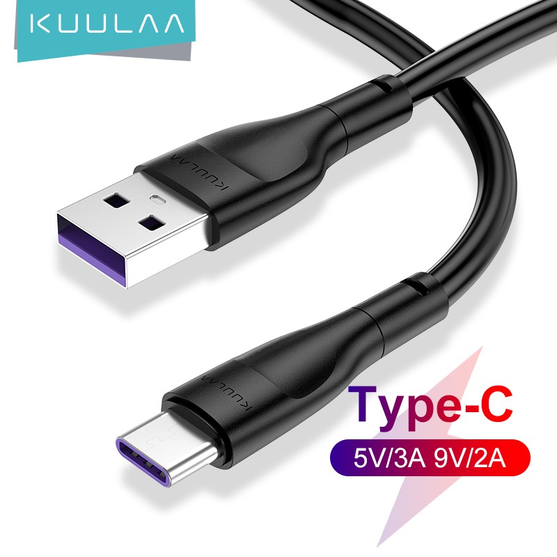 KUULAA 3A USB Type C PVC Cable Fast Charging Cable for Android Smartphone Mobilephone Samsung Huawei Xiaomi