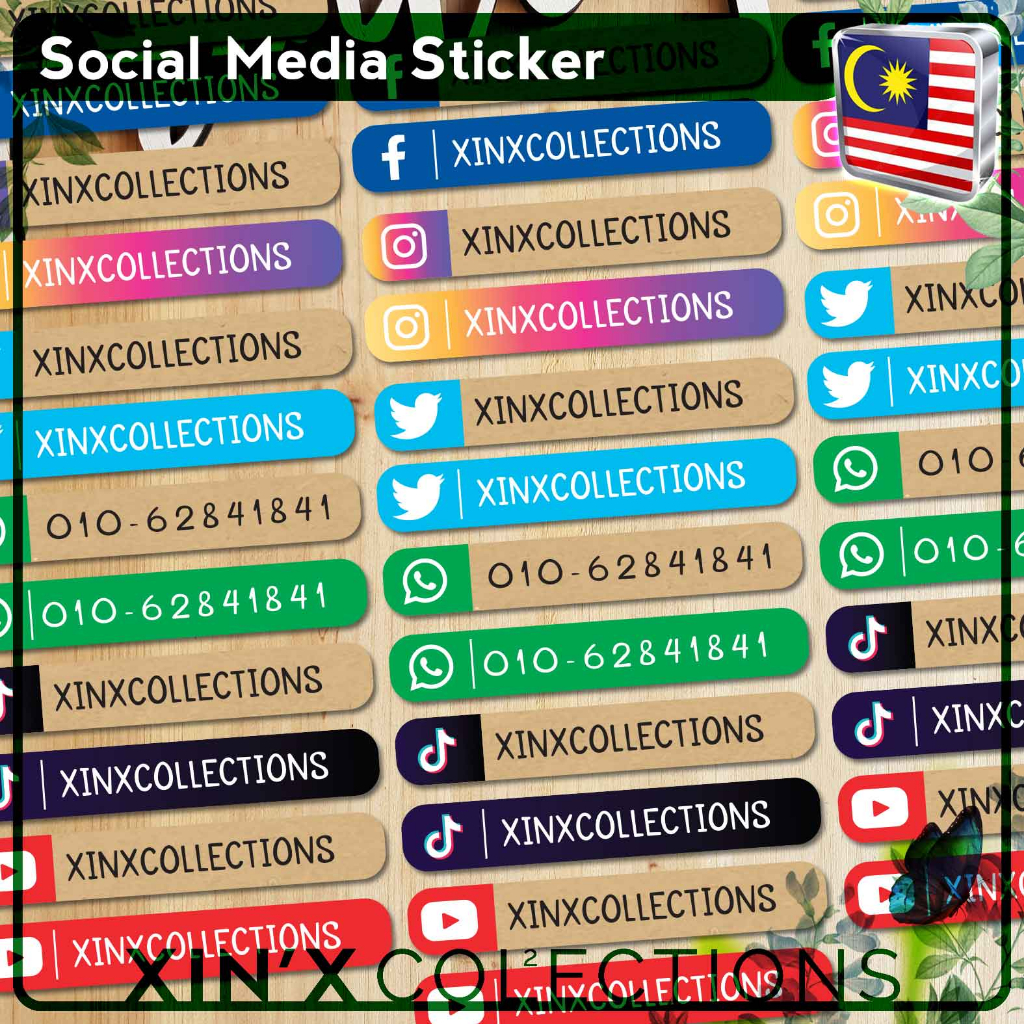 Label Sticker Social Media Sticker Facebook Whatsapp Instagram TikTok Phone Name Stickers Product Packaging Stickers