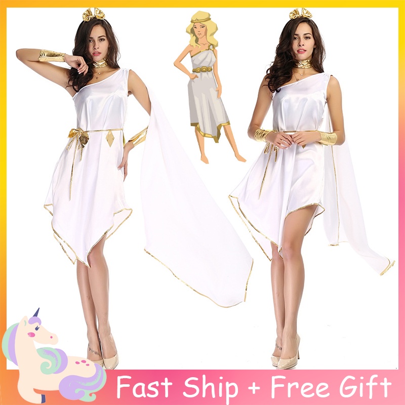 Ladies Cleopatra Sexy Ancient Greece Goddess White Dress For Woman Halloween Costume Rome Princess Cosplay Greek Dresses