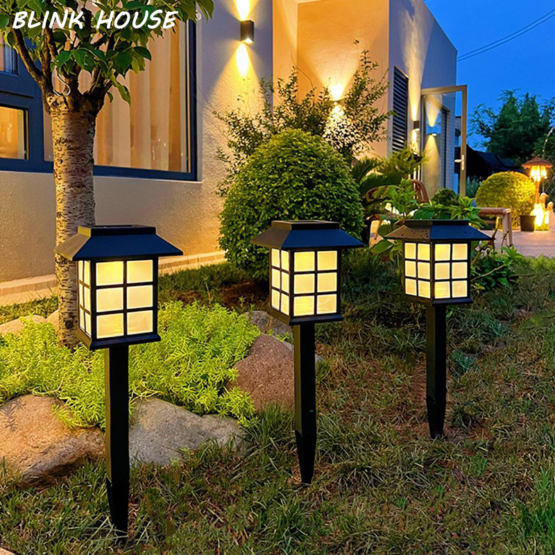 Lampu Solar Taman 600mAh Outdoor Solar Pathway Lights Garden Lantern RGB Ground Lawn Landscape Yard Night Lamp