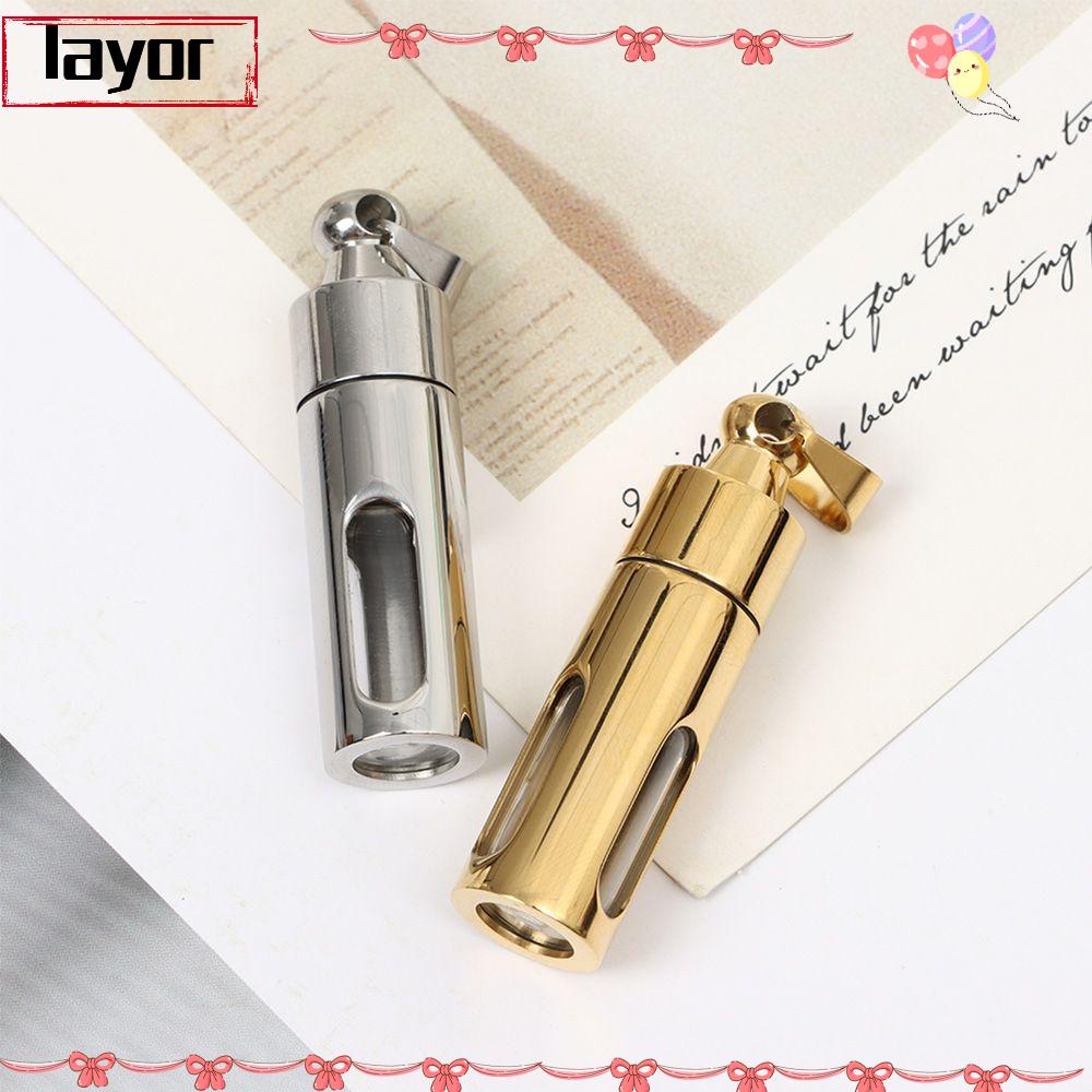 LAYOR Unisex Wishing Bottle Stainless Steel Cremation Urns Perfume Vial Pendant Gold Silver DIY Necklace Fashion Jewelry Memorial Cylinder Glass Tube/Multicolor