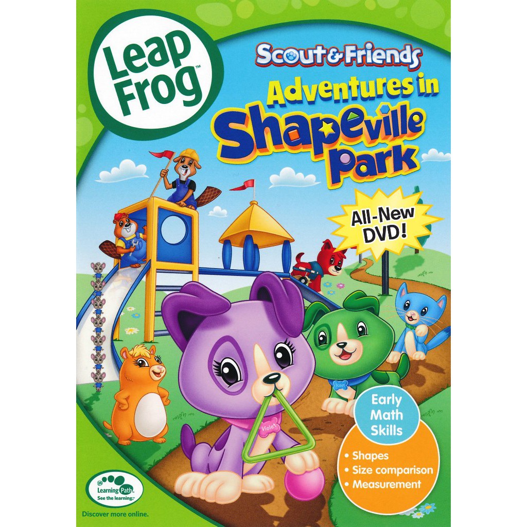 Leap Frog DVD Scouts & Friends Adventures In Shapeville Park 2-5 Years Early Math Skills Shapes Size Comparison Measure