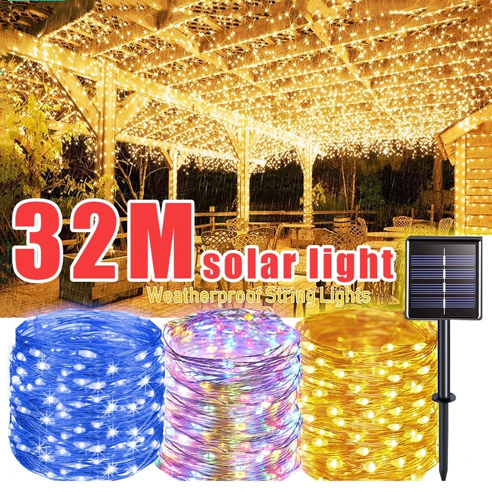 LED lampu solar raya Fairy String Lights Outdoor Waterproof 8 Modes lampu hiasan Solar Power Lamp Christmas DIY Gift 装饰灯