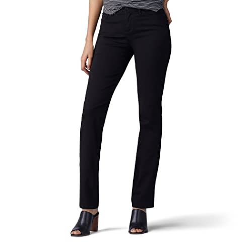 Lee Women's Ultra Lux Comfort with Flex Motion Straight Leg Jean Black 12 Medium