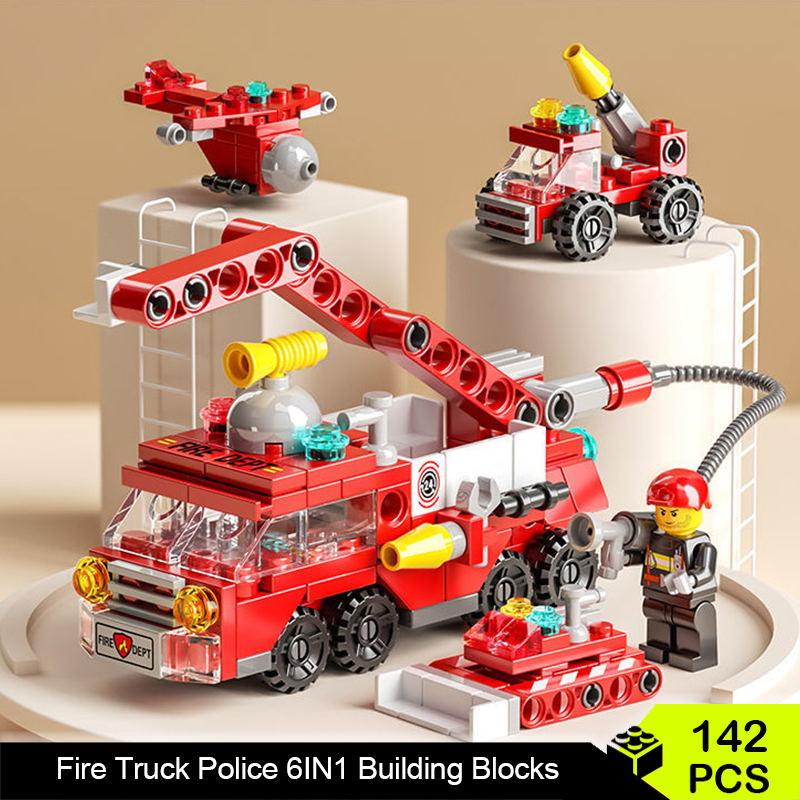 现货✨积木 Lego City Police 6in1 Fire Truck Building Blocks Educational for Kids Toys for boys 7 years old