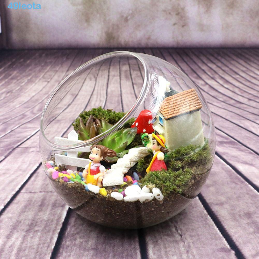 LEOTA Borosilicate Glass Vase, Borosilicate Glass Transparent Clear Glass Ball Vase, Planting Bottle Clear Oblique 8/10/12/16cm Plant Terrarium Moss