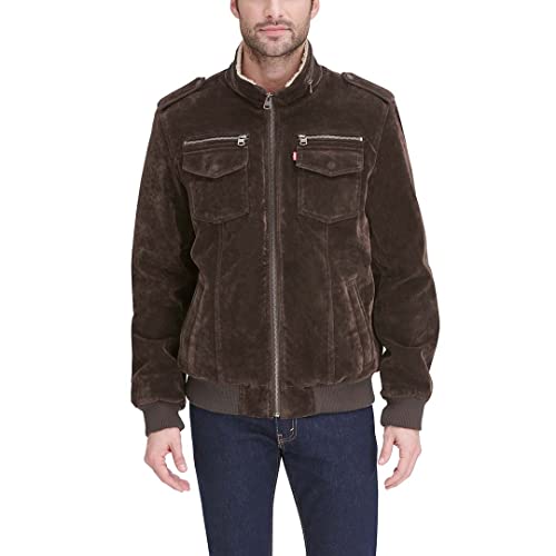 Levi's Men's Faux Leather Aviator Bomber Jacket (Regular & Big & Tall Sizes), Dark Brown, Medium