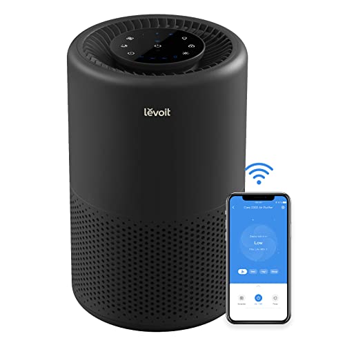 LEVOIT Air Purifier for Home Large Room, Smart WiFi Alexa Control, HEPA Filter for Allergies, Removes Pollutants, Smoke, Dust, Covers up to 915 Sq.Foot, 24dB Quiet for Bedroom, Core 200S, Black