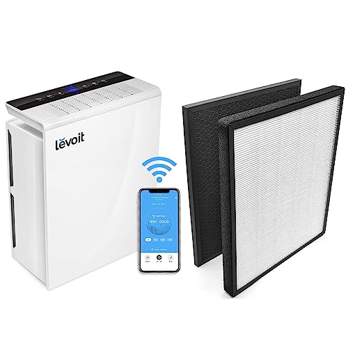 LEVOIT Air Purifiers for Home Large Room with Extra Hepa Filter, Captures Smoke, Dust and Pollen for Bedroom with Air Quality Monitor, Sleep Mode, Smart WiFi, Auto, Voice Control, LV-H131S-RXW