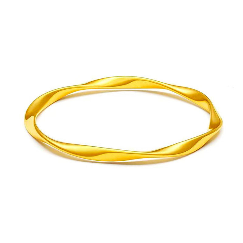 Light Luxury Mobius Bracelet Vacuum Non-Fading All-Match Closed Bangle Solid Polished Surface Golden Plated Bracelet For Women