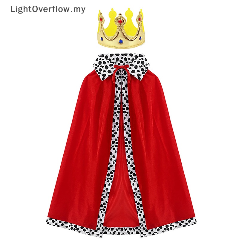 [LightOverflow] Kids King Emperor Halloween Costume Red Cloak King Prince Robe Crown Children Birthday Party Cosplay Props Accessory [MY]