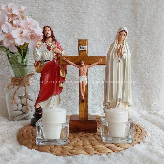 LILIN Catholic Mass Set/Bunda Mary 20cm/statue Of Jesus 20cm/cross 20cm/candle