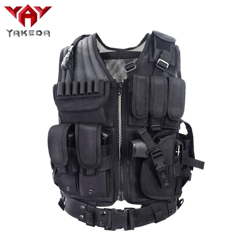 LINYAKEDA Police Military Tactical Vest Wargame Body Armor Sports Wear Hunting Vest CS Outdoor Products Equipment with 5