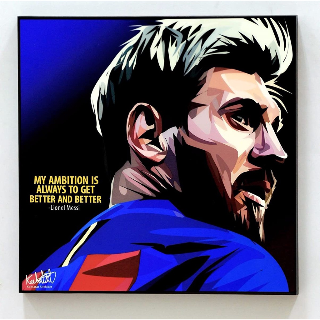 Lionel Messi Football Soccer Poster POP Art Canvas Quotes Wall Decals Framed