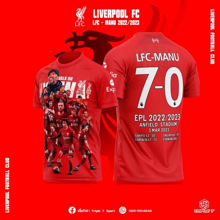 Liverpool 7-0 shirt (red) Adult and child tshirt S-5XL, 100-160CM