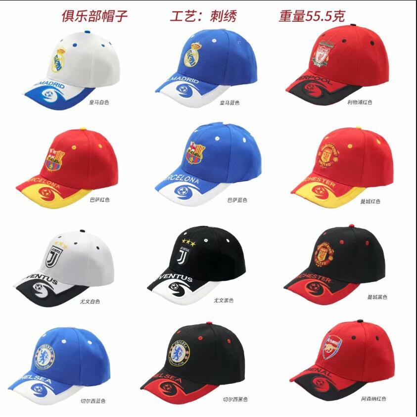 Liverpool Chelsea Real Madrid Manchester United Barcelona Paris soccer Hats Sports cap embroidery Baseball cap