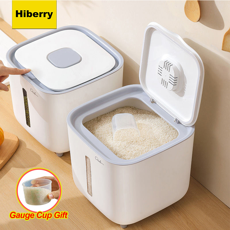 【Local Delivery】Hiberry 10KG Rice Storage Box Grains Container Bucket Sealed Insect-proof Rice Container Dispenser 米桶