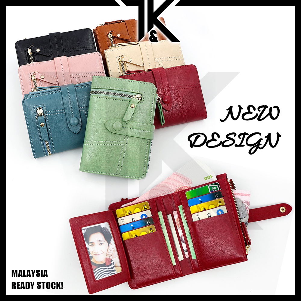 [LOCAL] NEW Leather Short Wallet Woman With Card Picture Holder Coin Pocket | Dompet Wanita | Dompet Pendek Kulit 短款钱包女