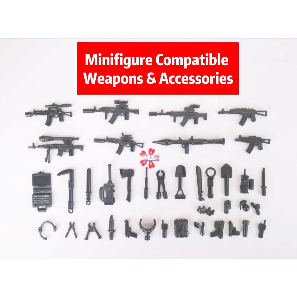 (Local Ready Stock) Compatible Minifigures Scale Weapon Action Figure Accessories Gun Army Military Toy Mini Blocks