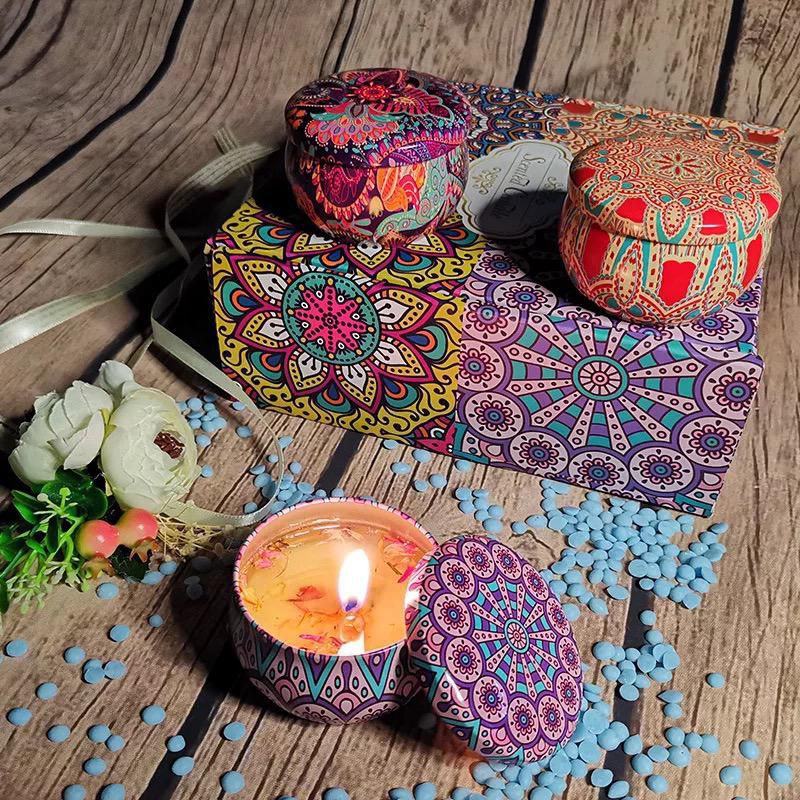 Local Seller Pretty Boxes Scented Candle Dry Flower Handmade Natural Soy Wangi Lilin Buatan Tangan