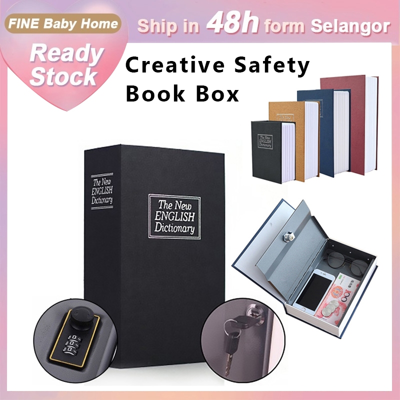 【Local Ship in 48h】Safety Box Jewelry Storage Box Cash Safe Case Hidden Dictionary Book with Key Lock Password Creative Gift Mini Safe Box