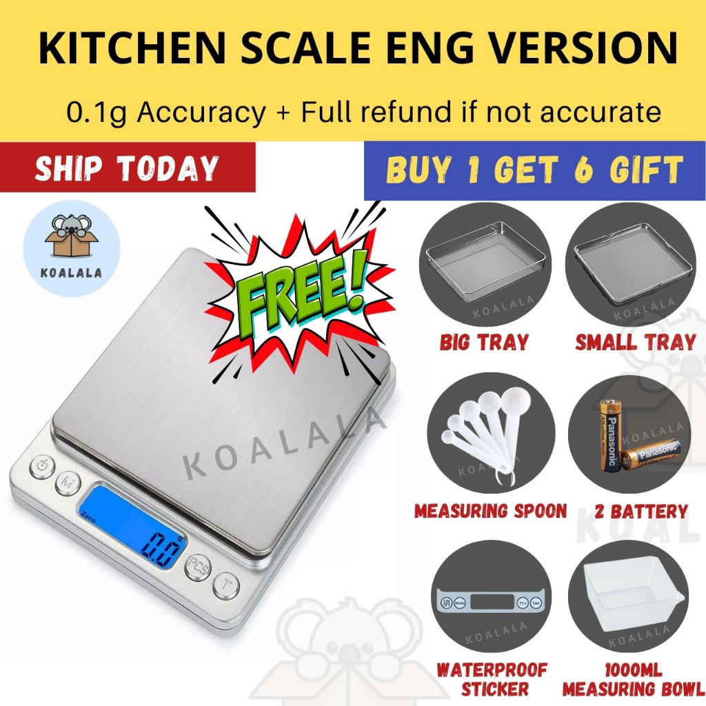 【Local Ship Today】Eng Version! 0.1g Precision LCD Digital Scales 3000g Mini Electronic Grams Weight Balance Scale Baking