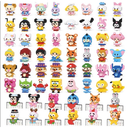 LOCAL STOCK!!!3D Mini Building Block Cute Character Model Nano Block Cartoon block Toys 微颗粒/积木/摆件/玩具礼物/模型