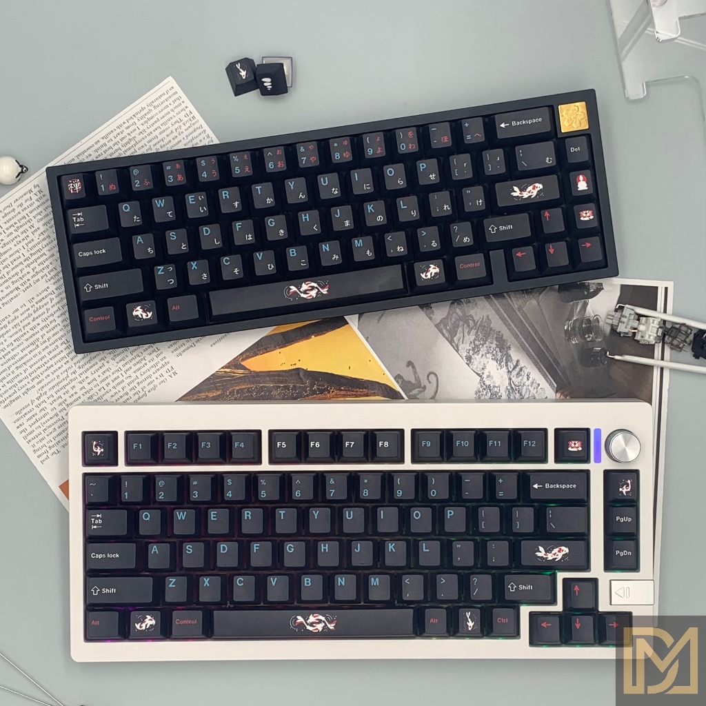 [LOCAL STOCK] Zen Pond Keycap PBT Dye Sub Cherry Zenpond Artisan Koi Keycaps 129pcs All Layout Mechanical Keyboard