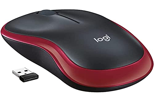 Logitech M185 Wireless Mouse, 2.4GHz with USB Mini Receiver, 12-Month Battery Life, 1000 DPI Optical Tracking, Ambidextrous PC/Mac/Laptop - Red