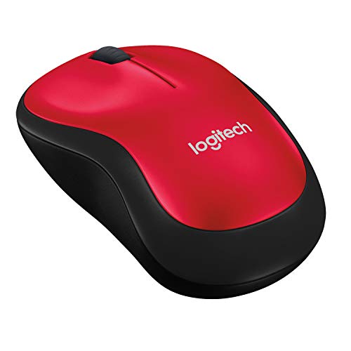 Logitech M185 Wireless Mouse, 2.4GHz with USB Mini Receiver, 12-Month Battery Life, 1000 DPI Optical Tracking, Ambidextrous, Compatible with PC, Mac, Laptop - Red