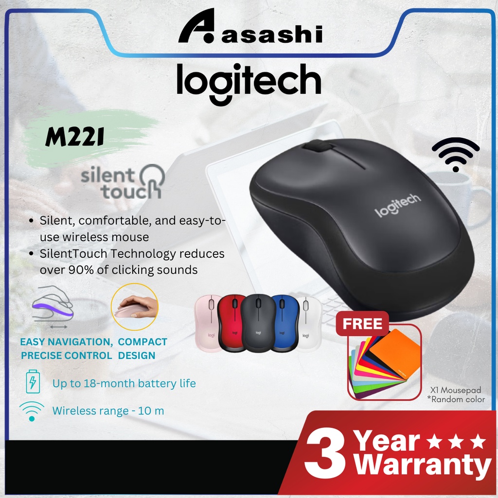 Logitech M221 Wireless Silent Mouse (3 yrs Limited Hardware Warranty)