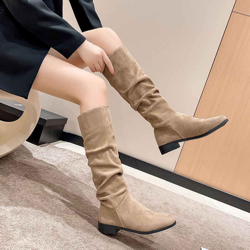 Long Boots French Small Nude Boots New Style Boots Women Design Niche Western Cowboy Boots Boots Women Mid-Tube