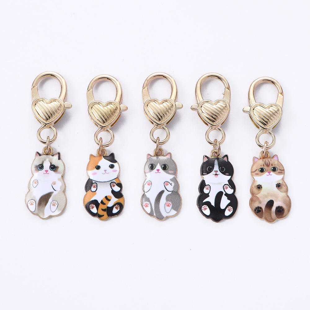 Lovely Enamel Cat Keychain Fashion Pet Shape Keyrings For Women Handbag Pendant Ornament Animal Lovers Souvenir Gift Accessories