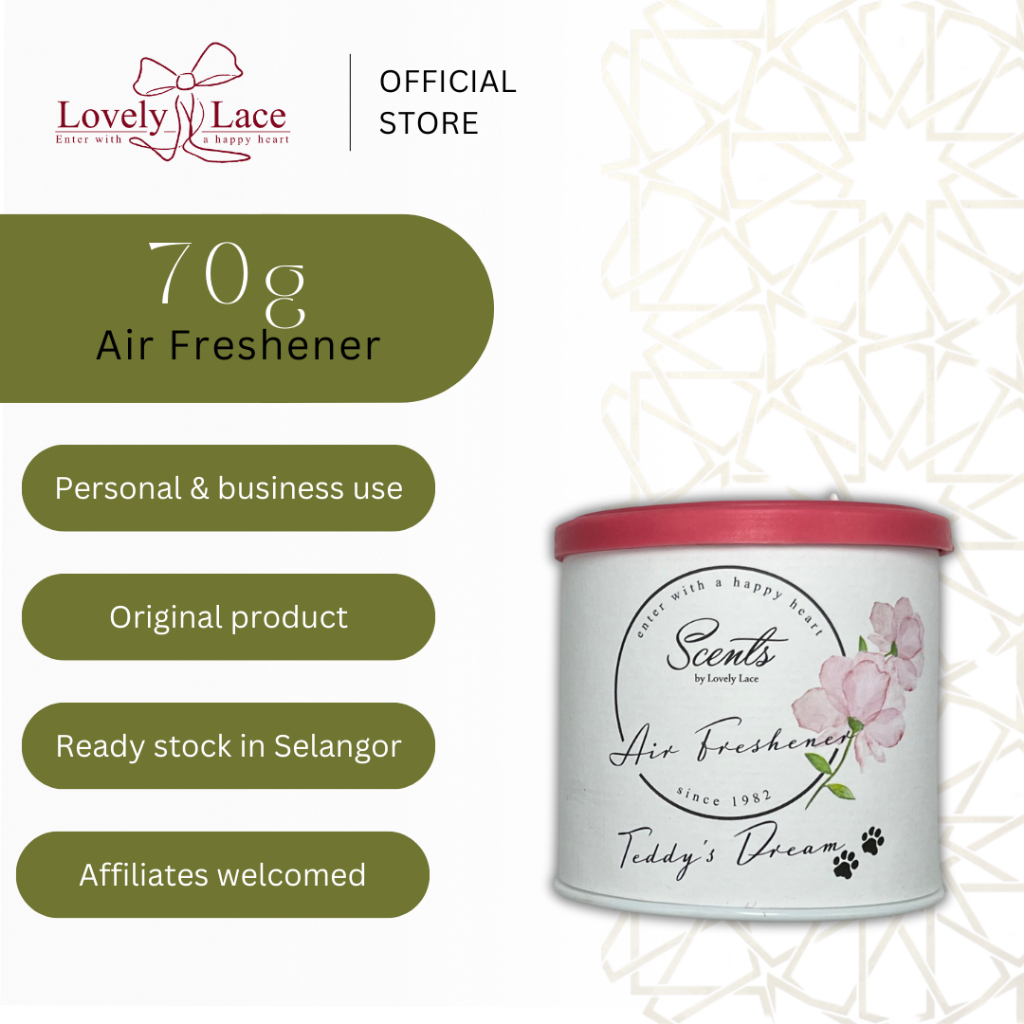 LOVELY LACE 70g Air Freshener for car (Proton, Perodua, Honda, Toyota), van, truck, bus, lorry travel and road trip.