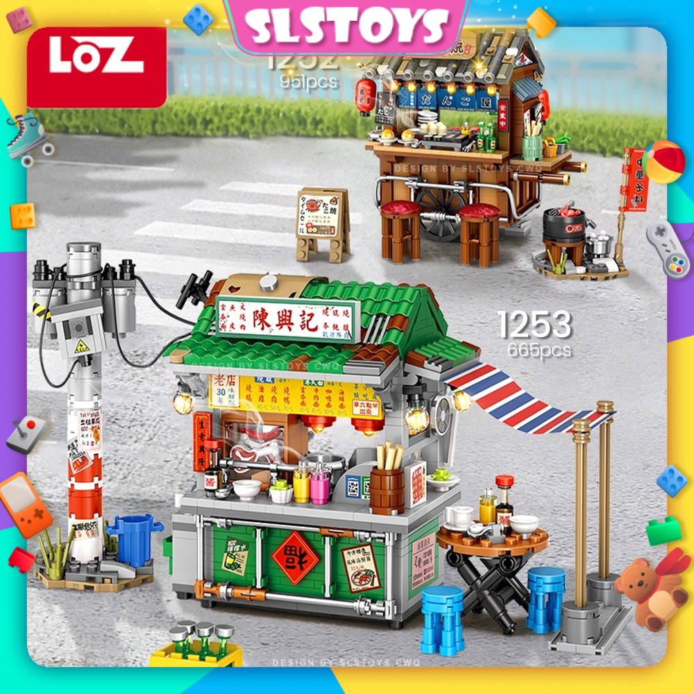 LOZ IDEAS Mini Block 1252 / 1253 Japanese Hong Kong Style Food Stall Takoyaki Decoration Building Brick Toy Boy Girl