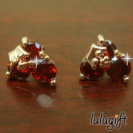 Lulugift Korean Design Beautiful Ruby Crown Swarovski Earring e2076