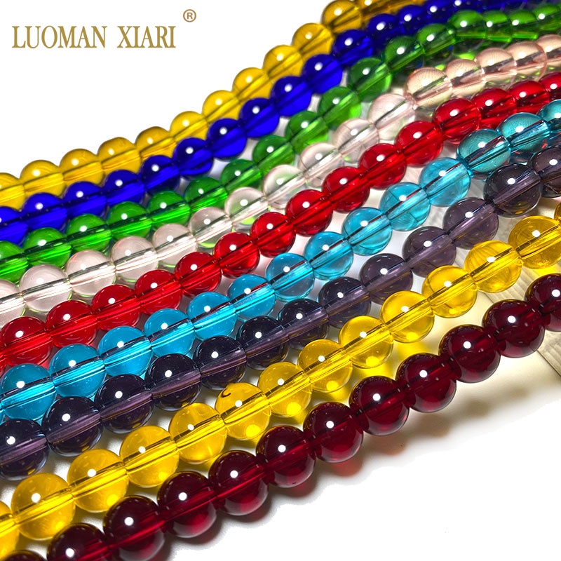 LUOMAN XIARI Spot Sales Wholesale Blue Red Green Colorful Crystal Loose Round Glass Beads For Jewelry Making DIY Necklace Bracelet Accessories 4/6/8/10/12mm 1strand about 36-38