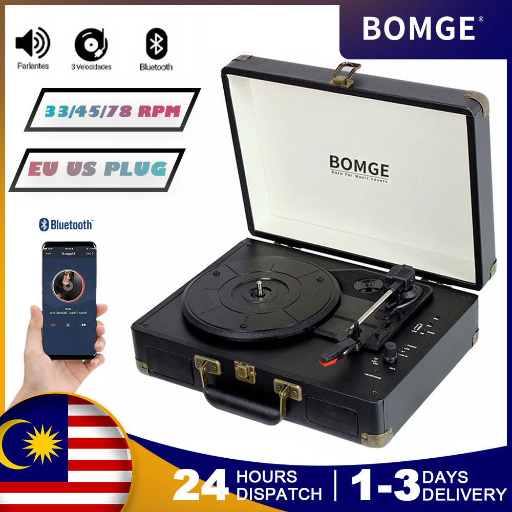 Luxury portable luggage vinyl record player with bluetooth speaker vintage tape recorder gramophone record stereo turntable