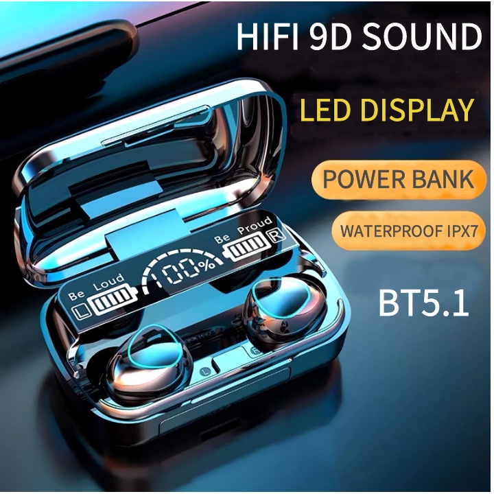 M10TWS 5.1 Bluetooth Earphones Wireless Earbuds LED Display Touch Control Headset earphone 蓝牙耳机 in-ear 9D Bass HIFI