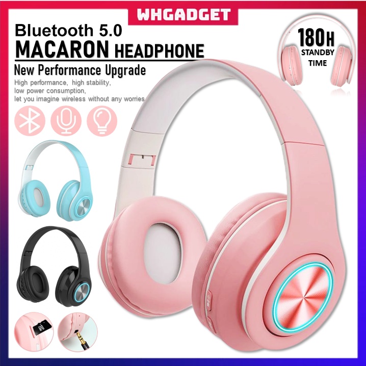 Macaron Headphone Pink Wireless Headphone Bluetooth headphones Wireless Headset Headfone Headfon Bluetooth 耳機頭戴式