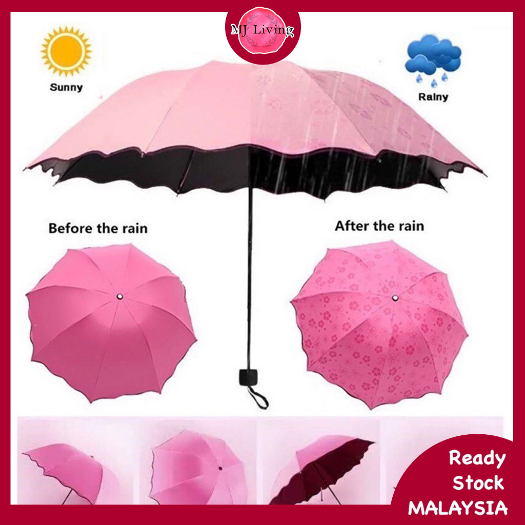 Magic Flower Anti UV Protect Sakura Blossom Foldable Small Size Windproof Umbrella Sun Rain Travel Beach - 遇水开花防紫外线雨伞