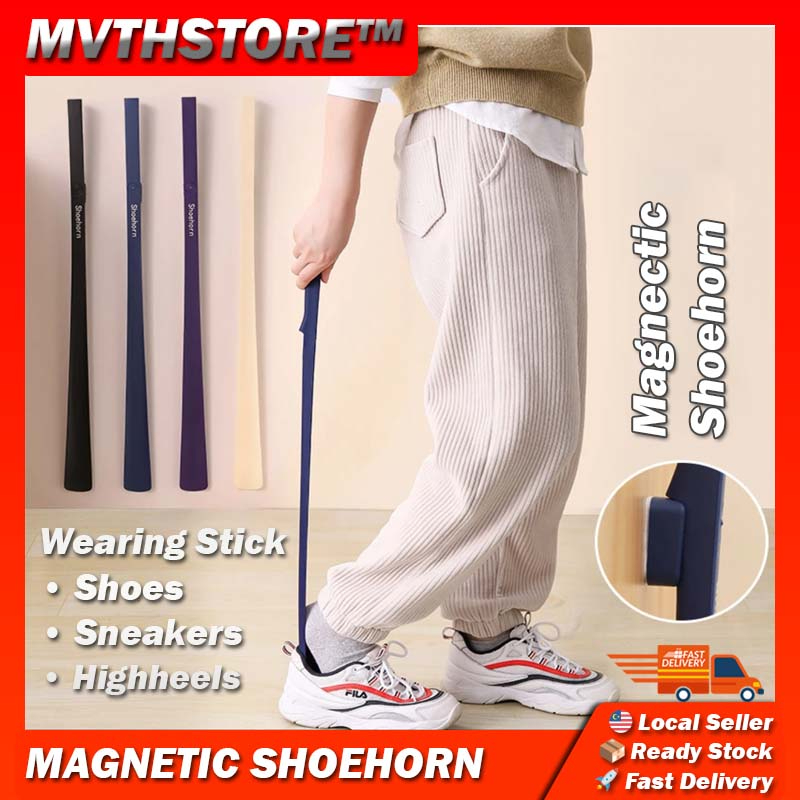 Magnetic Shoe Horn 63cm Long Handle Nylon Shoehorn For Boots & Sneaker Shoes Extra Long For Elderly Lazy Shoe Helper