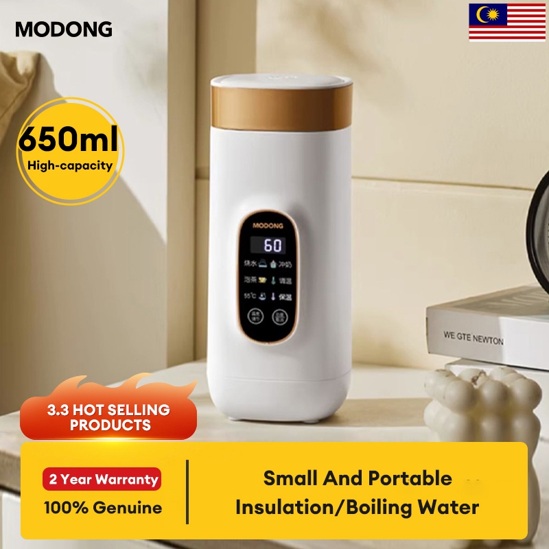 【Malay Plug】MODONG 650ml Electric Hot Water Cup 316 Material Water Kettle Portable Travel Kettle Thermos Cup Cerek Elektrik 電熱水杯